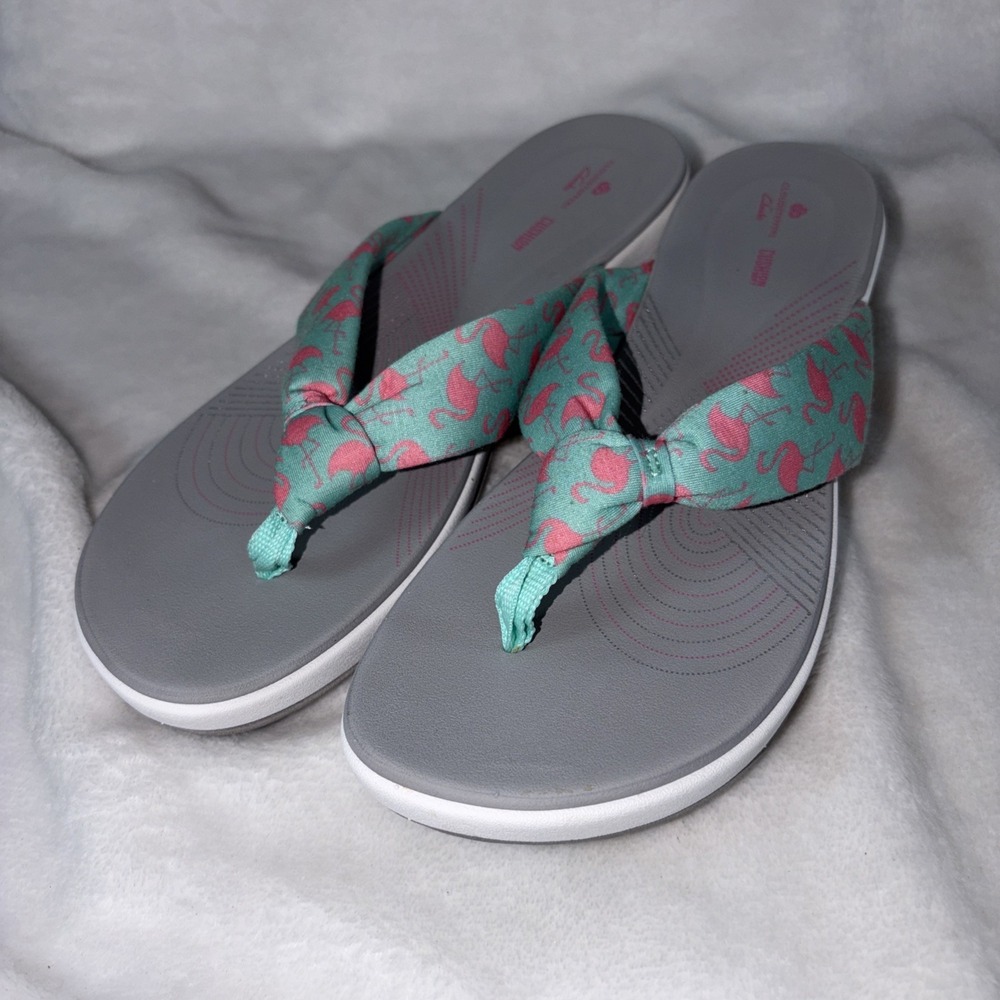 Cloudsteppers by‎ Clarks Arla Glison Flip Flop Sandals flamingo print 11 Comfy